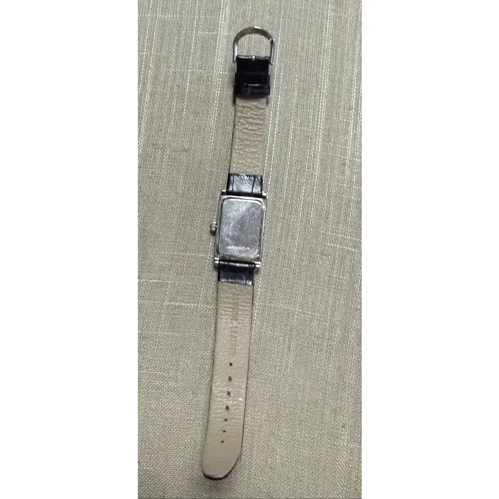 Coldwater Creek Rectangular Silver Tone Leather Watch New Battery